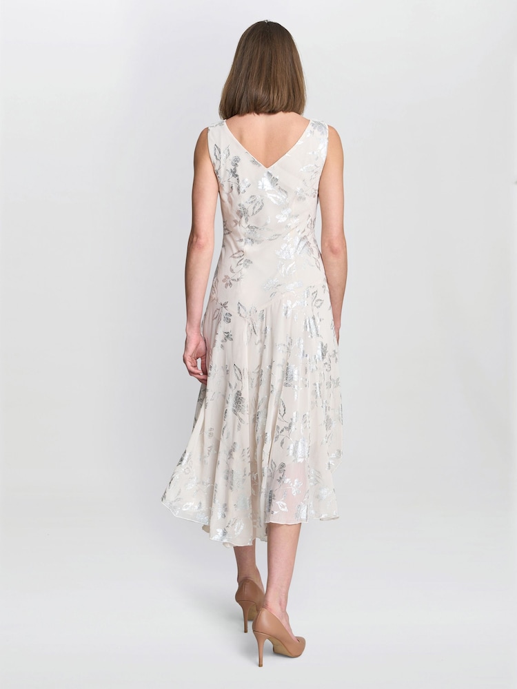 Gina Bacconi Natural Leanne Jacquard Dress - Image 2 of 6
