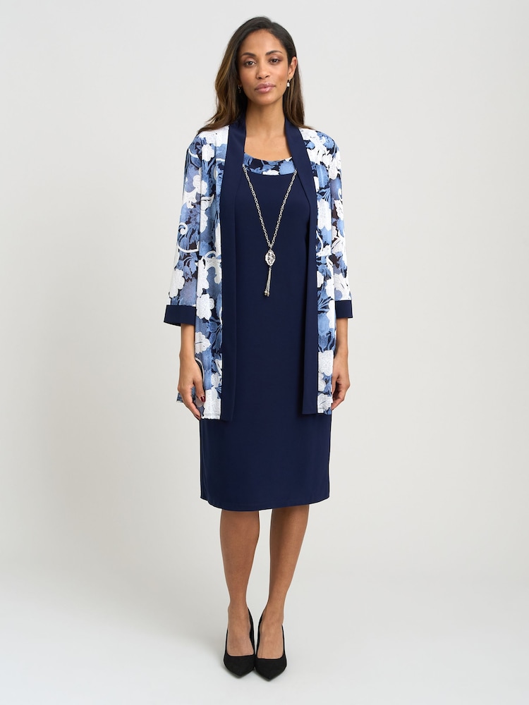 Gina Bacconi Blue Lidiya Printed Dress And Jacket - Image 1 of 8