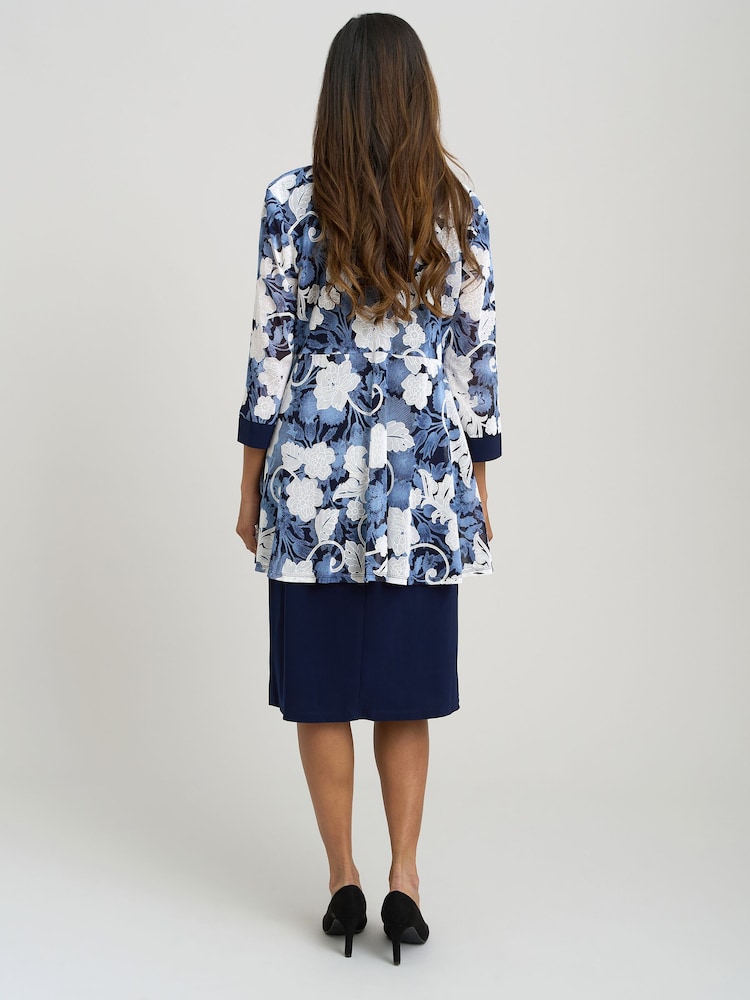 Gina Bacconi Blue Lidiya Printed Dress And Jacket - Image 2 of 8