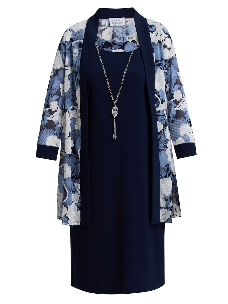 Gina Bacconi Blue Lidiya Printed Dress And Jacket - Image 8 of 8