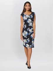 Gina Bacconi Black Cybil Floral Print Sleeveless Dress - Image 3 of 6
