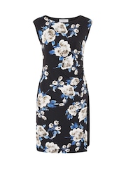 Gina Bacconi Black Cybil Floral Print Sleeveless Dress - Image 6 of 6
