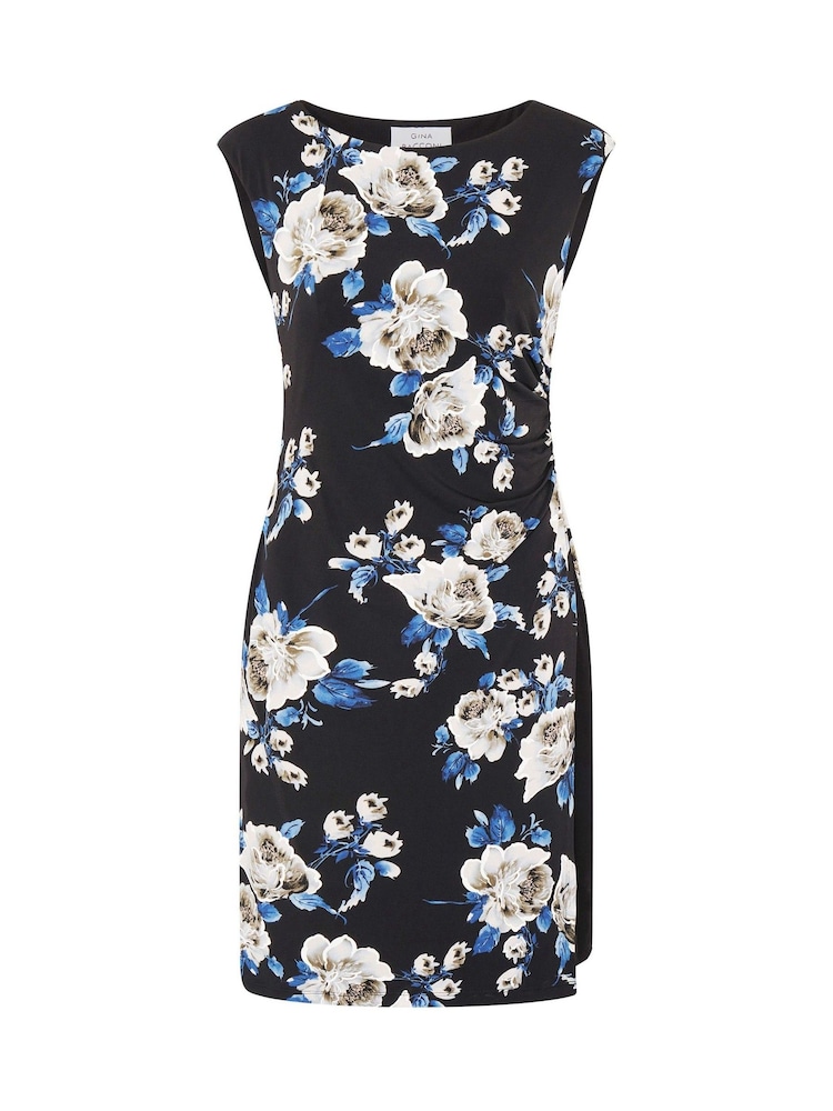 Gina Bacconi Black Cybil Floral Print Sleeveless Dress - Image 6 of 6