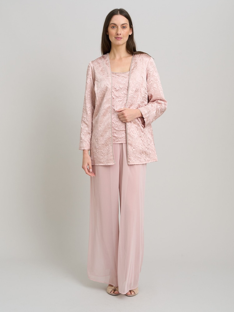 Gina Bacconi Pink Lorriane Jacquard Suit Trousers 3 Piece - Image 1 of 5 Gina Bacconi Pink Lorriane Jacquard Suit Trousers 3 Piece - Image 1 of 5