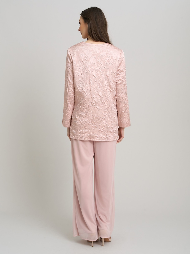 Gina Bacconi Pink Lorriane Jacquard Suit Trousers 3 Piece - Image 2 of 5 Gina Bacconi Pink Lorriane Jacquard Suit Trousers 3 Piece - Image 2 of 5