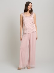 Gina Bacconi Pink Lorriane Jacquard Suit Trousers 3 Piece - Image 4 of 5