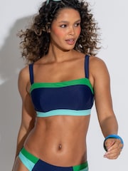 Pour Moi Navy/Green Non Padded Palm Springs Bikini Top - Image 1 of 4