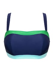 Pour Moi Navy/Green Non Padded Palm Springs Bikini Top - Image 3 of 4