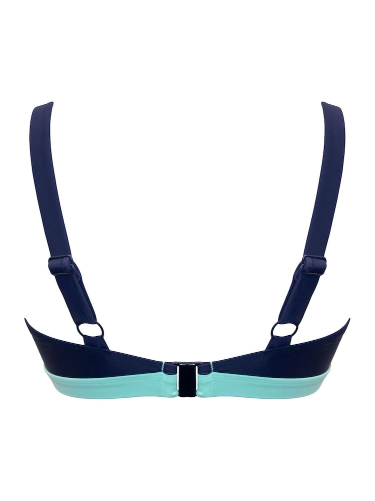 Pour Moi Navy/Green Non Padded Palm Springs Bikini Top - Image 4 of 4