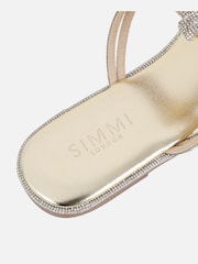 Simmi London Gold Oriole Diamant T-Bar Flat Sandals - Image 4 of 4
