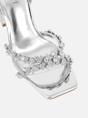 Simmi London Silver Lydia Diamante Block Heeled Sandals - Image 4 of 5