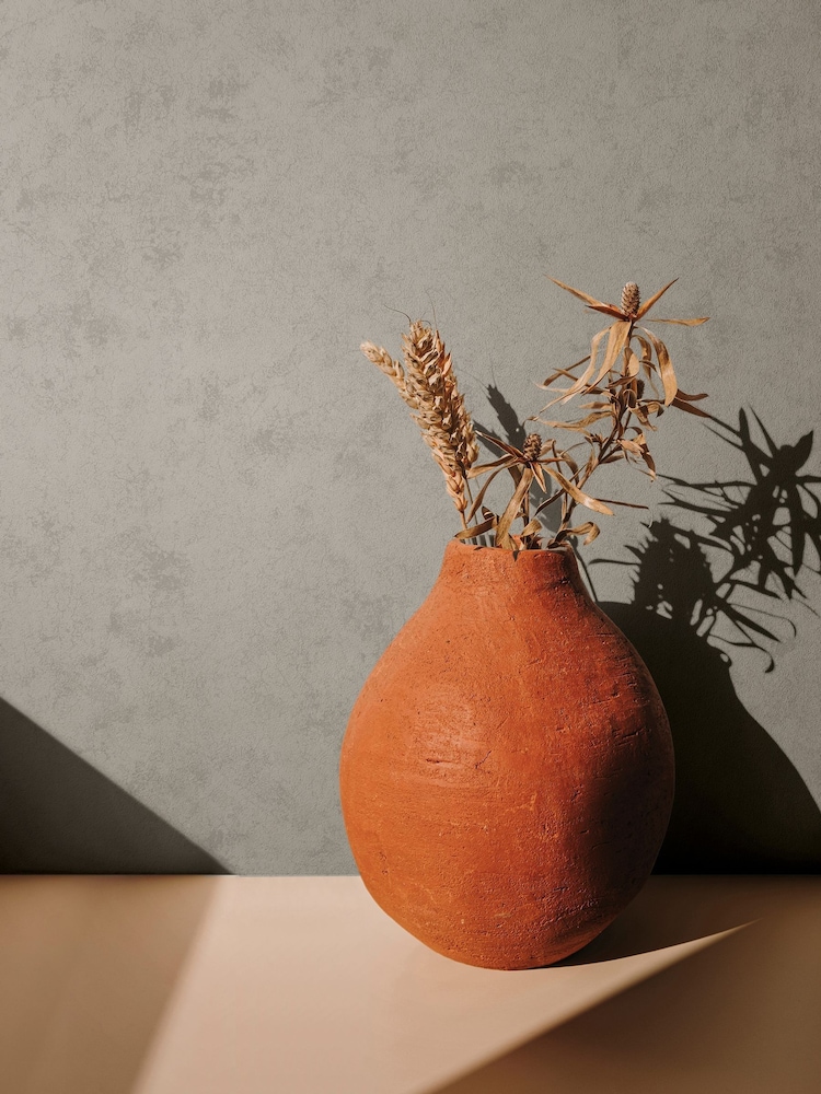 Galerie Wallcoverings Grey Terra Plain Texture Clay 10.05M Wallpaper - Image 1 of 2