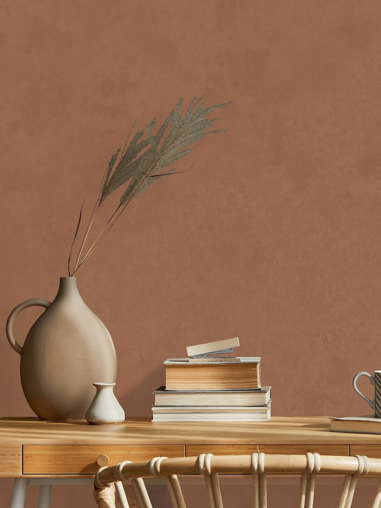 Galerie Wallcoverings Orange Terra Plain Texture Clay 10.05M Wallpaper - Image 1 of 2