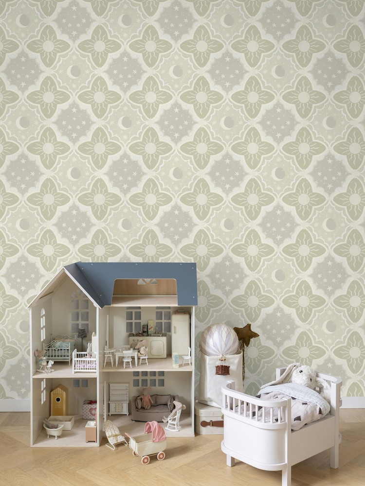 Galerie Wallcoverings Green Resan Star 10.05M Wallpaper - Image 1 of 3