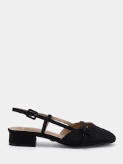 Novo Black Standard Fit Fiona Buckle Detail Slingback Low Heel Shoes - Image 2 of 6