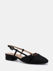 Novo Black Standard Fit Fiona Buckle Detail Slingback Low Heel Shoes - Image 3 of 6