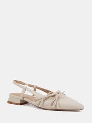 Novo White Standard Fit Fleur Point Bow Slingback Flat Shoes - Image 3 of 6