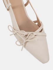 Novo White Standard Fit Fleur Point Bow Slingback Flat Shoes - Image 5 of 6