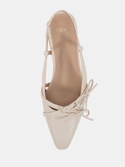 Novo White Standard Fit Fleur Point Bow Slingback Flat Shoes - Image 6 of 6