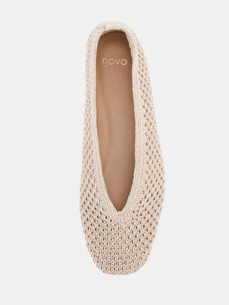 Novo Natural Standard Fit Fame Woven Flat Ballerina Shoes - Image 6 of 6