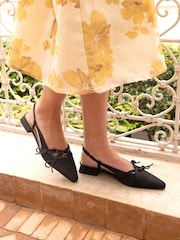 Novo Black Standard Fit Fleur Point Bow Slingback Flat Shoes - Image 1 of 6