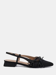 Novo Black Standard Fit Fleur Point Bow Slingback Flat Shoes - Image 2 of 6
