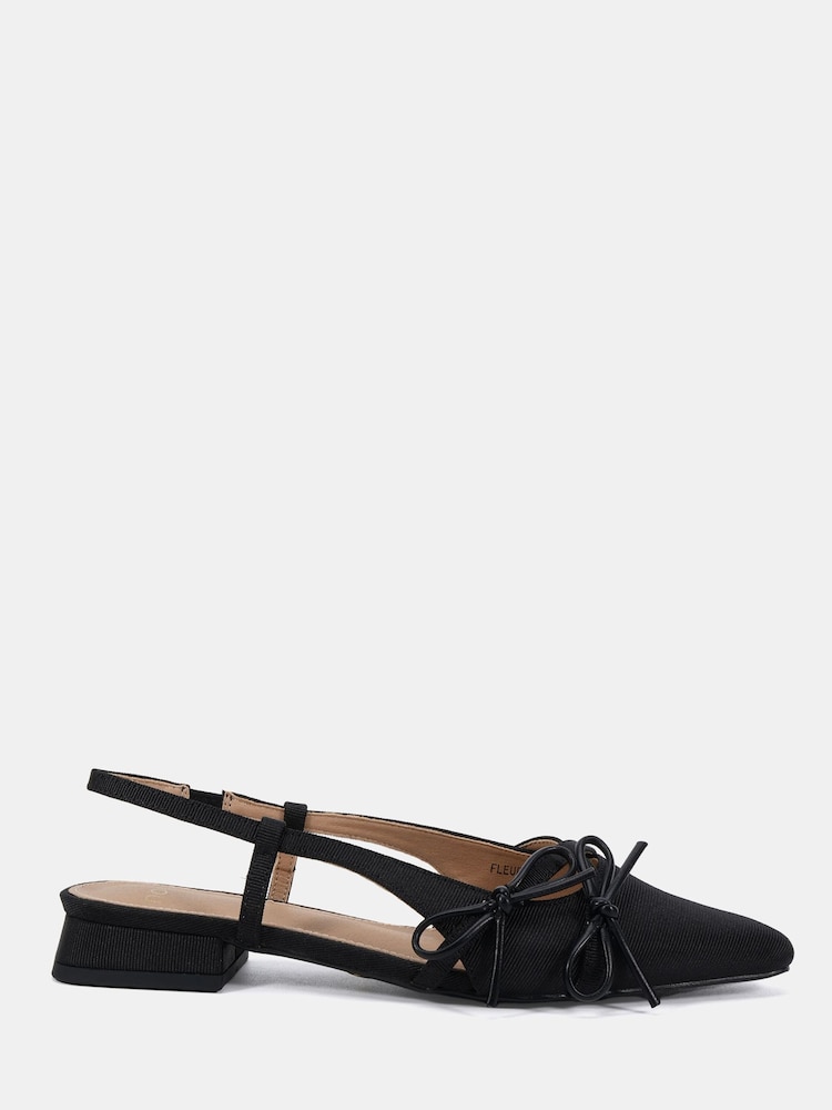 Novo Black Standard Fit Fleur Point Bow Slingback Flat Shoes - Image 2 of 6