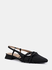Novo Black Standard Fit Fleur Point Bow Slingback Flat Shoes - Image 3 of 6