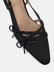 Novo Black Standard Fit Fleur Point Bow Slingback Flat Shoes - Image 5 of 6