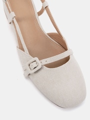 Novo Natural Wide Fit Fiona Buckle Detail Slingback Low Heel Shoes - Image 5 of 6