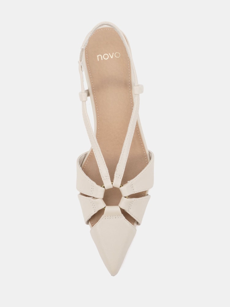 Novo Cream Hally Ring Detail Low Point Slingback Courts - Image 6 of 6