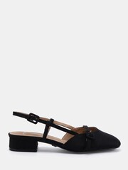 Novo Black Wide Fit Fiona Buckle Detail Slingback Low Heel Shoes - Image 2 of 6