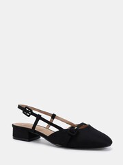 Novo Black Wide Fit Fiona Buckle Detail Slingback Low Heel Shoes - Image 3 of 6
