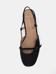 Novo Black Wide Fit Fiona Buckle Detail Slingback Low Heel Shoes - Image 6 of 6