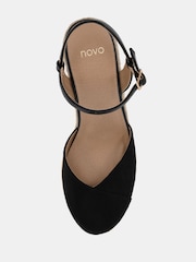 Novo Black Wide Fit Brielle Closed Toe Platform Espadrille Sandals - Image 5 of 6