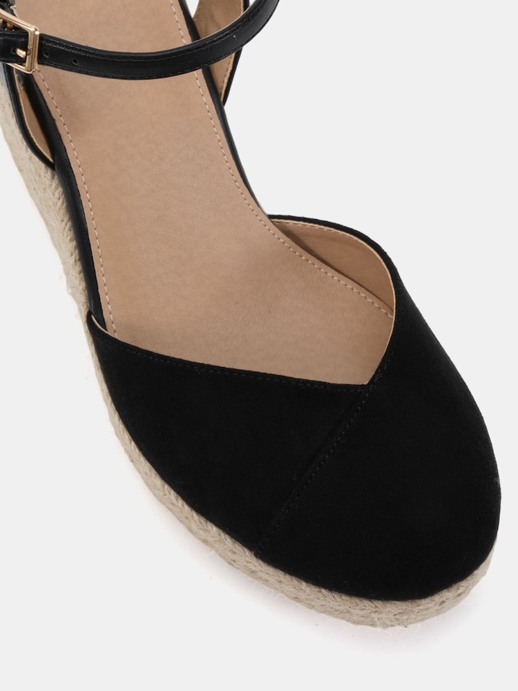 Novo Black Wide Fit Brielle Closed Toe Platform Espadrille Sandals - Image 6 of 6