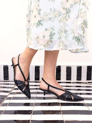 Novo Black Hally Ring Detail Low Point Slingback Courts - Image 1 of 6
