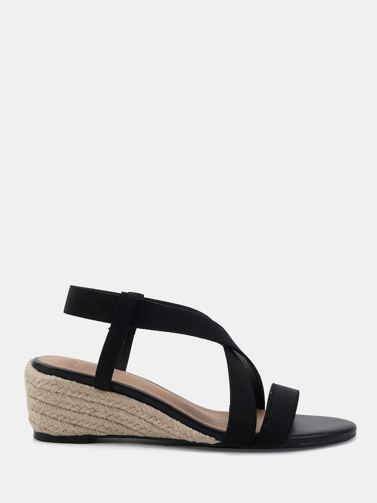 שחור - Novo Brody Elastic Cross Front Low Wedge Sandals - תמונה 2 מתוך 6 שחור - Novo Brody Elastic Cross Front Low Wedge Sandals - תמונה 2 מתוך 6