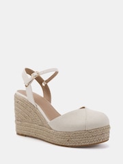 Novo White Wide Fit Brielle Closed Toe Platform Espadrille Sandals - Image 3 of 6