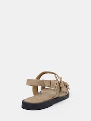 Novo Natural Wide Fit Teagan Buckle Detail Double Strap Flat Sandals - Image 4 of 6