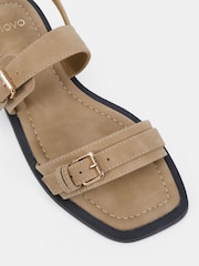 Novo Natural Wide Fit Teagan Buckle Detail Double Strap Flat Sandals - Image 5 of 6