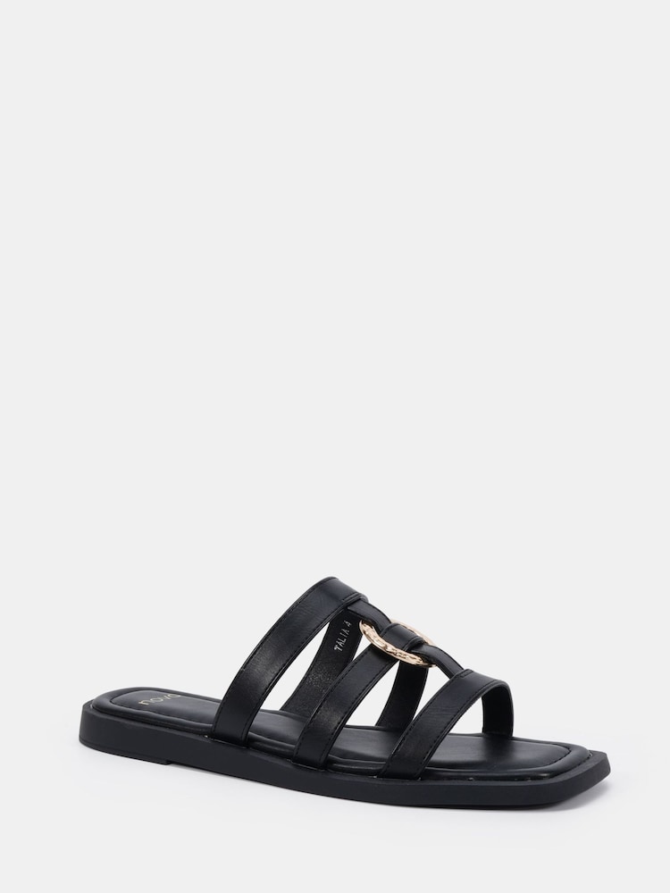 Mule Sandals Wide Foot Sandals Mens Buy Novo Black Wide Fit Talia Ring Hardware Detail Strappy Mule Sandals  From Next Philippines