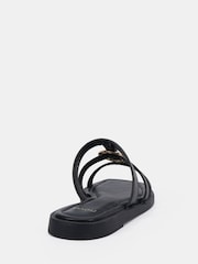 Novo Black Wide Fit Talia Ring Hardware Detail Strappy Mule Sandals - Image 4 of 6