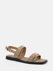 Novo Natural Standard Fit Teagan Buckle Detail Double Strap Flat Sandals - Image 3 of 6