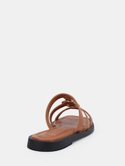 Novo Brown Wide Fit Talia Ring Hardware Detail Strappy Mule Sandals - Image 4 of 6