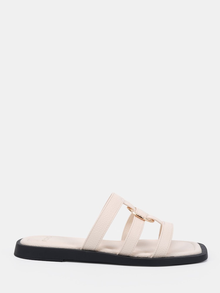 Novo White Standard Fit Talia Ring Hardware Detail Strappy Mule Sandals - Image 2 of 6 Novo White Standard Fit Talia Ring Hardware Detail Strappy Mule Sandals - Image 2 of 6