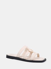 Novo White Standard Fit Talia Ring Hardware Detail Strappy Mule Sandals - Image 3 of 6