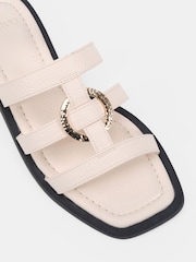 Novo White Standard Fit Talia Ring Hardware Detail Strappy Mule Sandals - Image 5 of 6