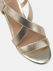 Novo Gold Wide Fit Brody Elastic Cross Front Low Wedge Sandals - Image 5 of 6