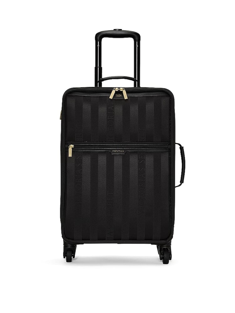 Victoria's Secret Black Stripe Carry On Rolling Suitcase - Image 1 of 3